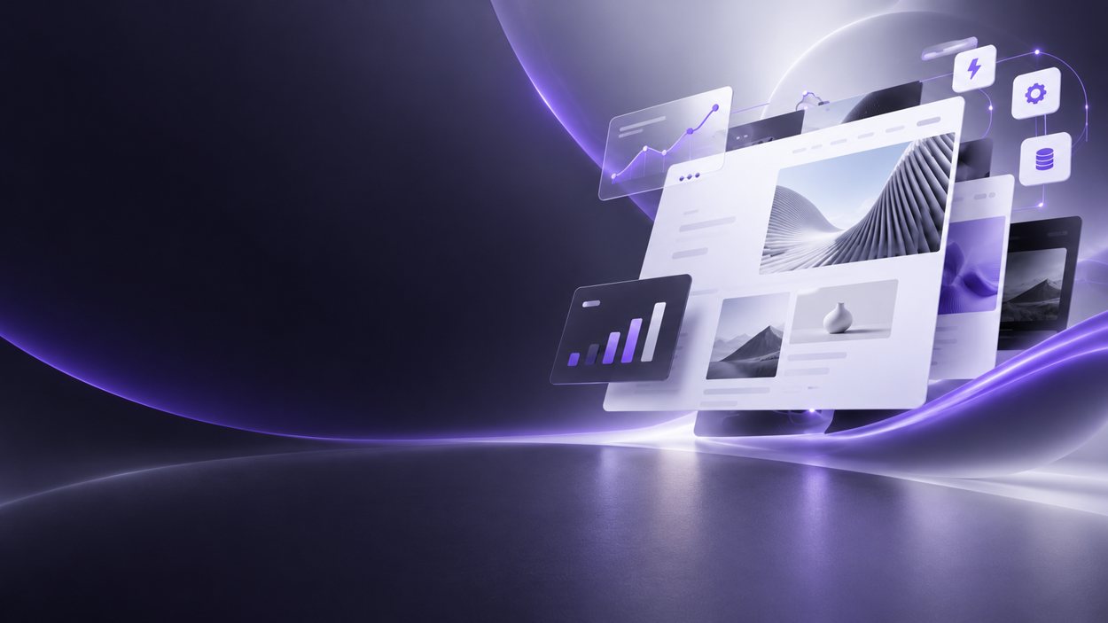Abstract purple-toned visual representing websites and automation